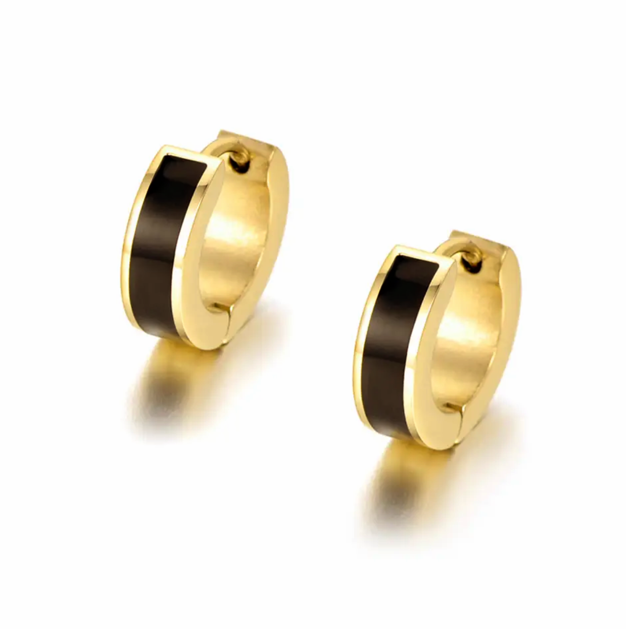 Alice Luxe 18k Gold Plated Black Huggie Hoops