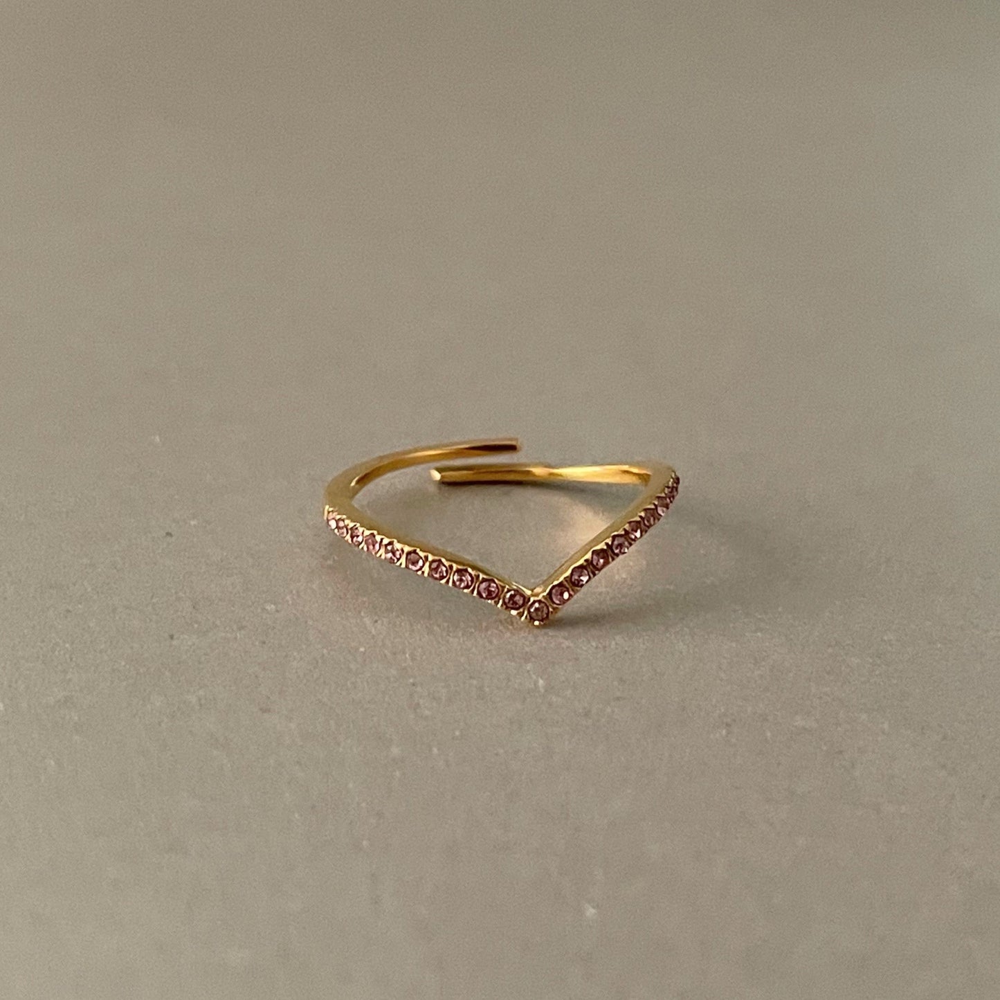 Marina Luxe 18k Gold Plated Skinny Rose Wishbone Ring