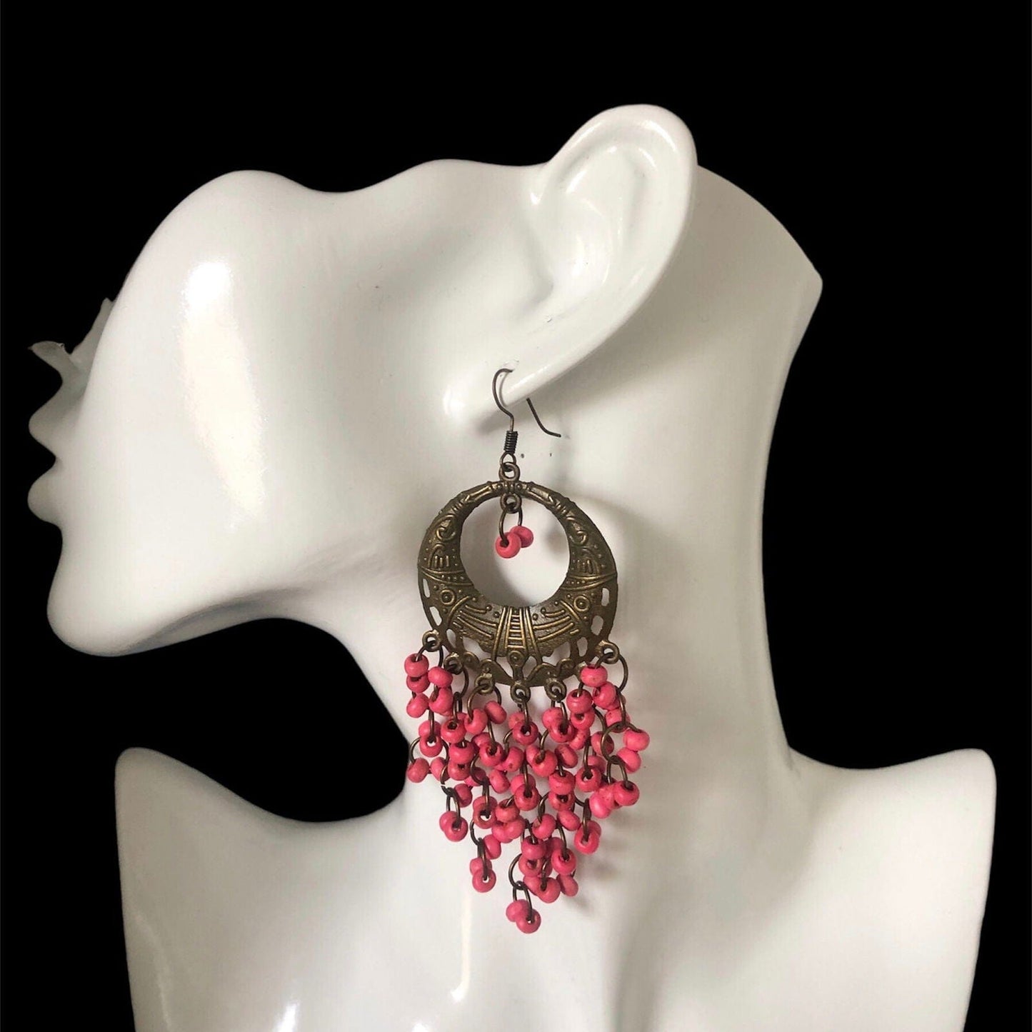 Antic Brass Beaded Hoop Earrings