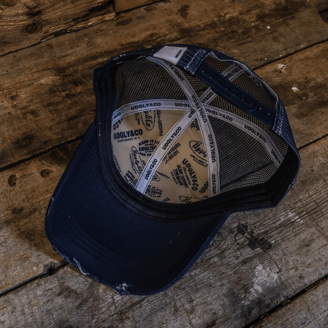 Navy Blue & White Diamond Cap