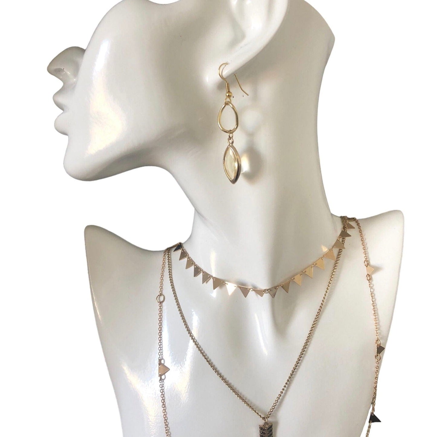 Gold Plated Drop Earrings with Crystal