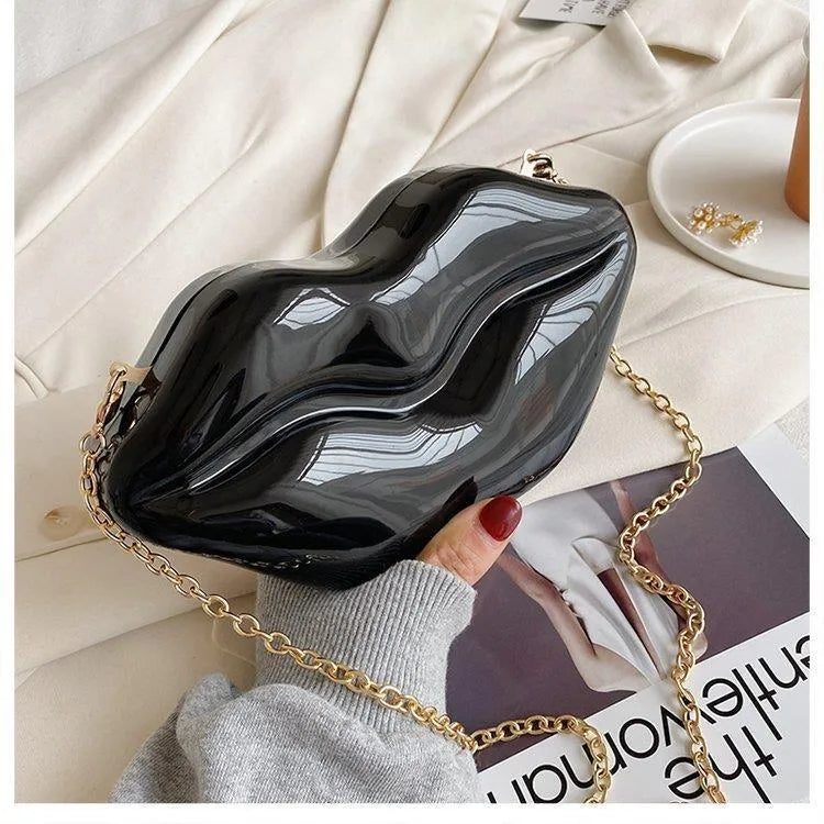 women's small pvc lips streetwear square magnetic buckle shoulder bag crossbody bag