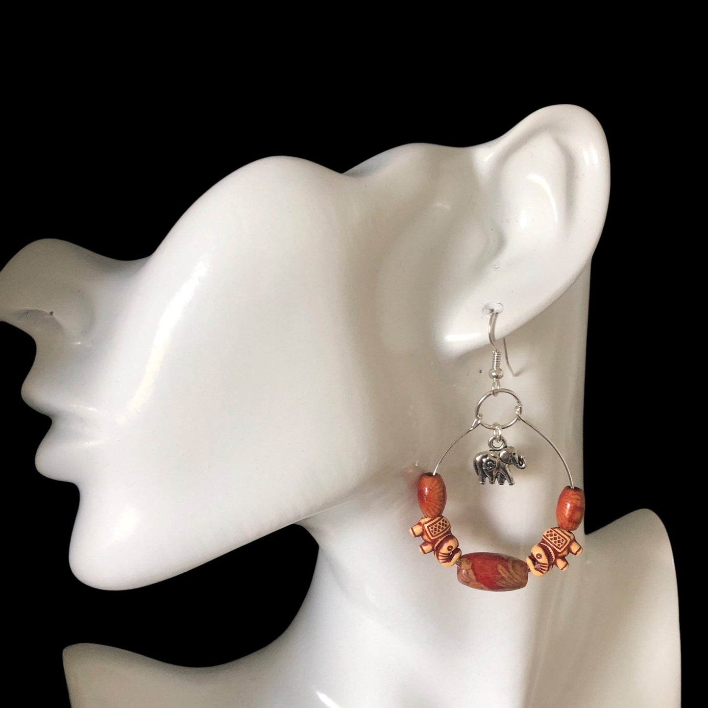 Silver Plated Hoops with Elephants