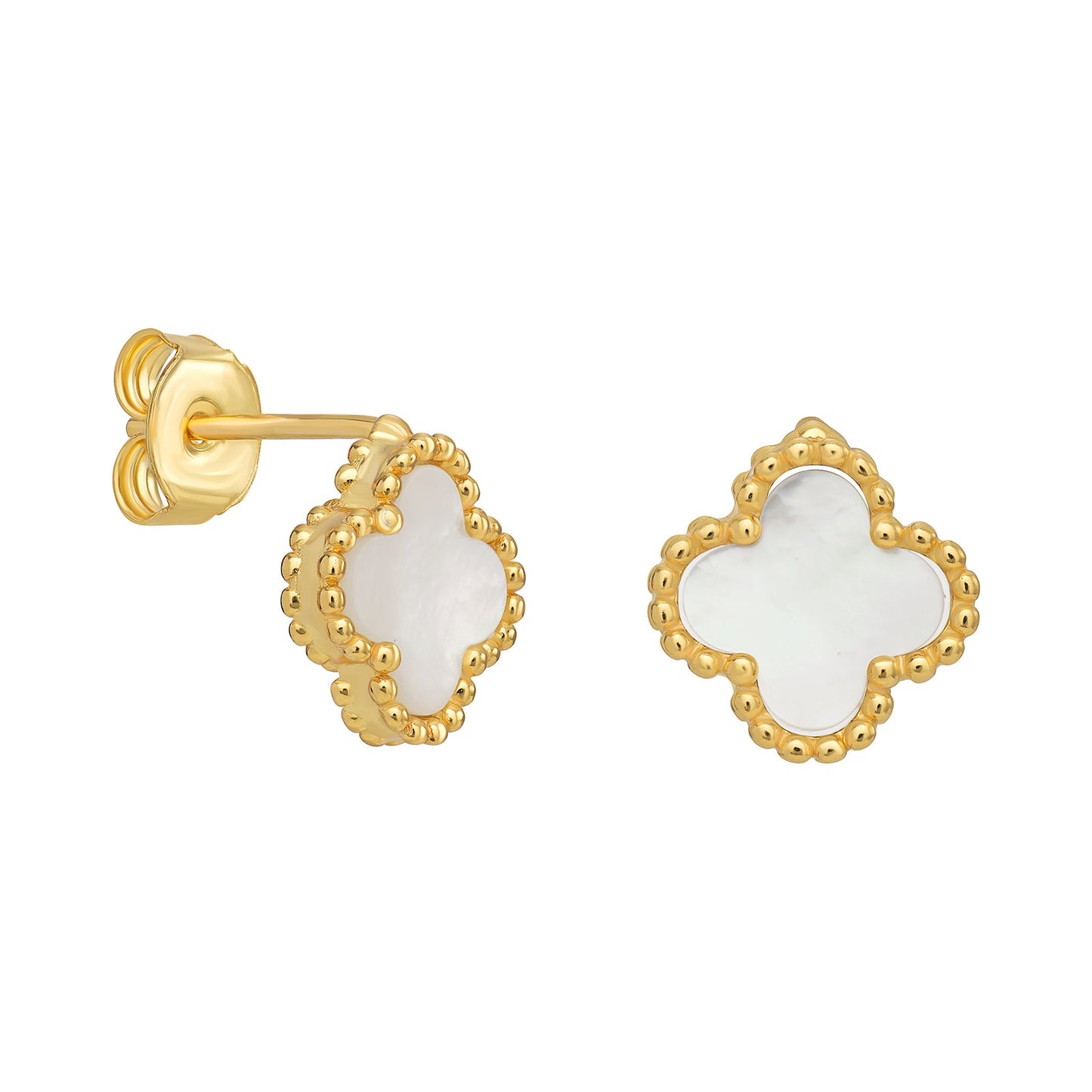 Mother Of Pearl Clover Stud Earrings