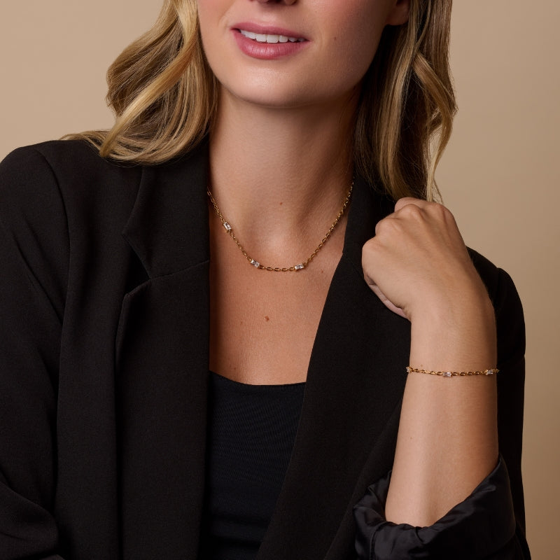 Ellie Cubic Zirconia Baguette Necklace