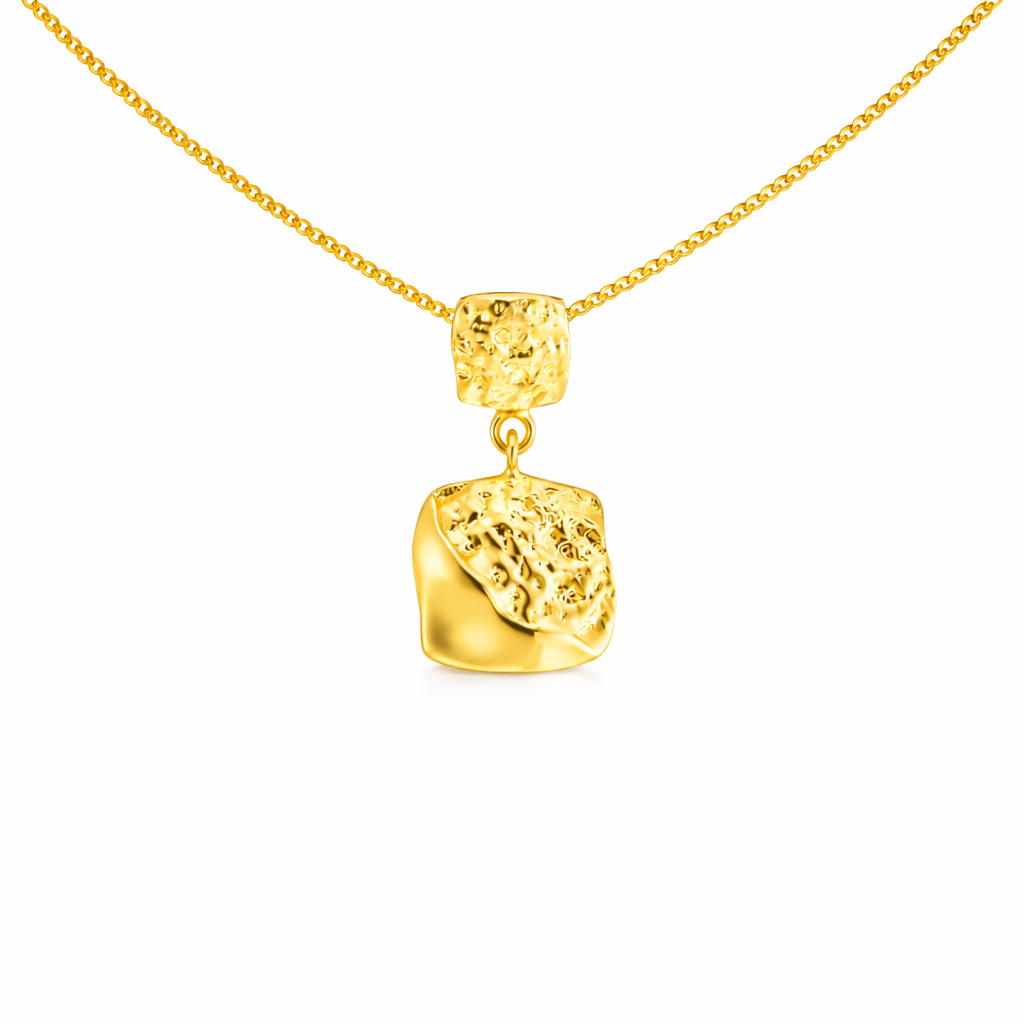 Fleur Square Crinkle Drop Necklace