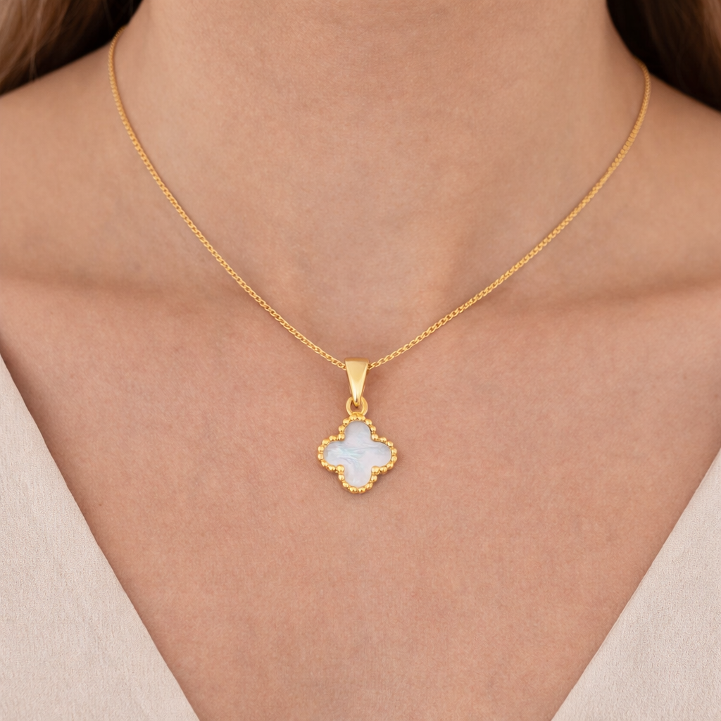 Mother Of Pearl Clover Necklace
