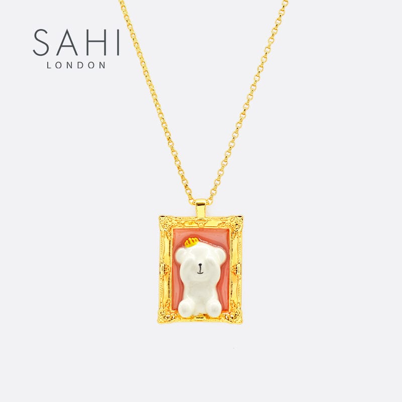 Sahi Camellia Bear Sweater Chain Necklace