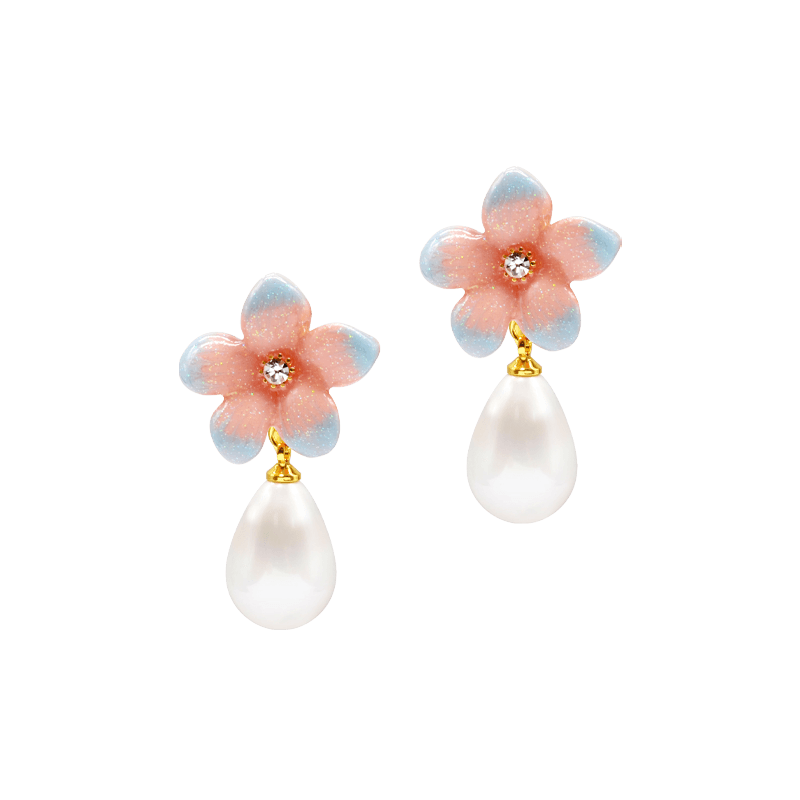 Sahi Lilys Flower Pearl Drop Earrings