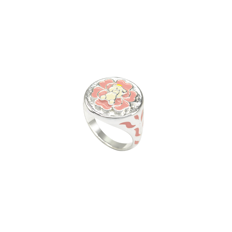 Sahi Gold Enameled Camellia Bear Ring
