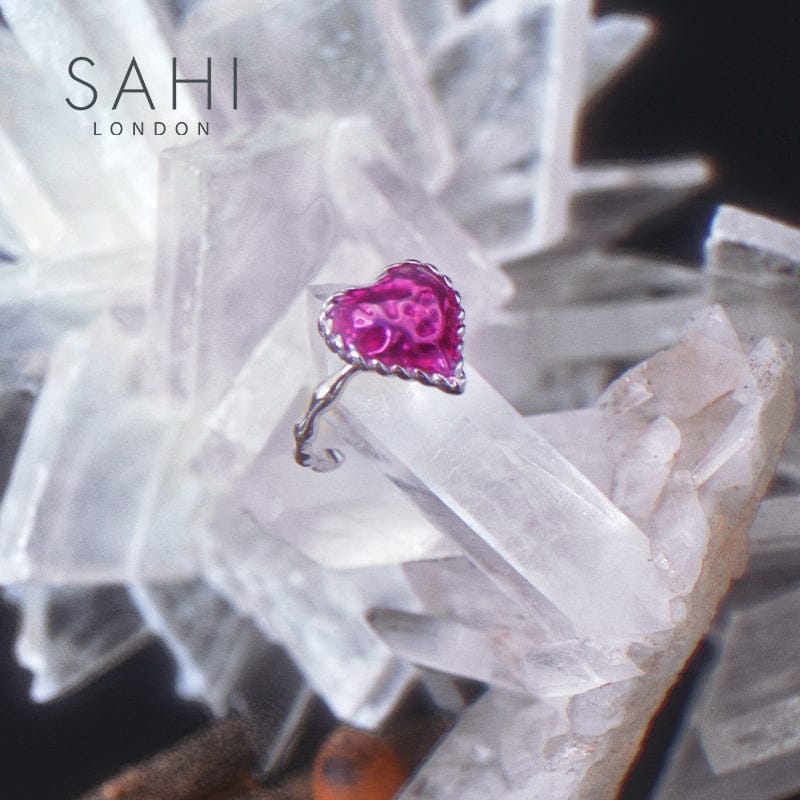 Sahi Love Heart Enamel Adjustable Ring