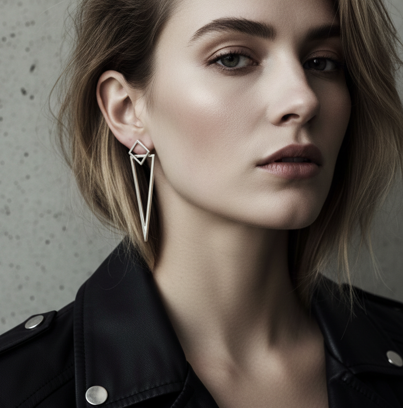 925 Silver Pyramid Stud Earrings