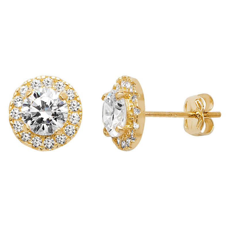 Ada Cubic Zirconia Halo Stud Earrings