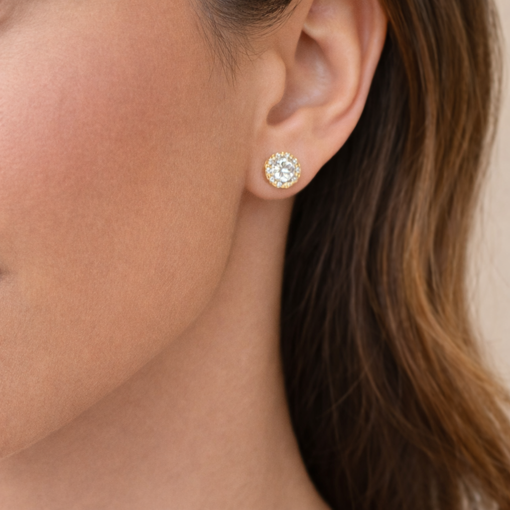 Ada Cubic Zirconia Halo Stud Earrings