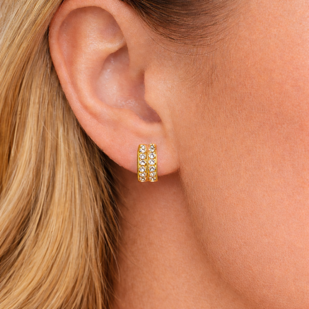 Cubic Zirconia Huggie Hoops