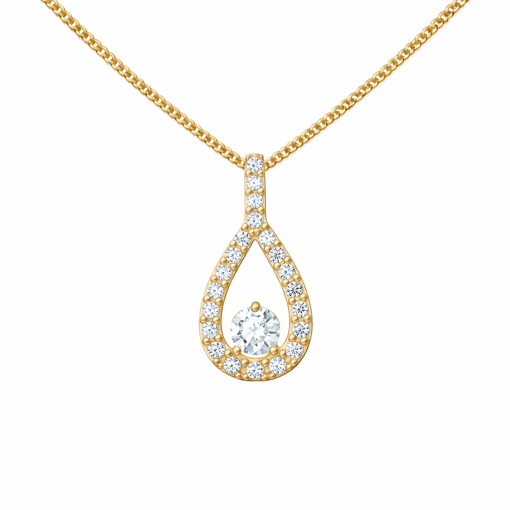 Hallie Oval Drop Pendant Necklace
