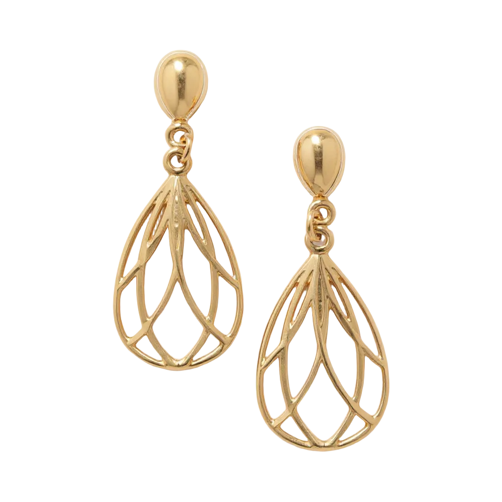 9ct Gold Diamond Cut Drop Earrings