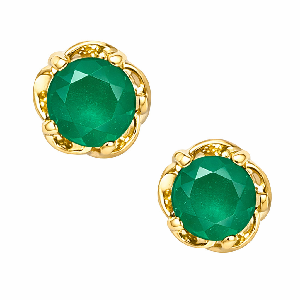 Emerald Round Stud Earrings