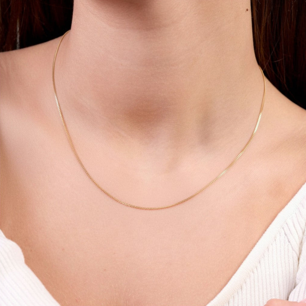 9ct Gold Faceted Flat Curb Chain