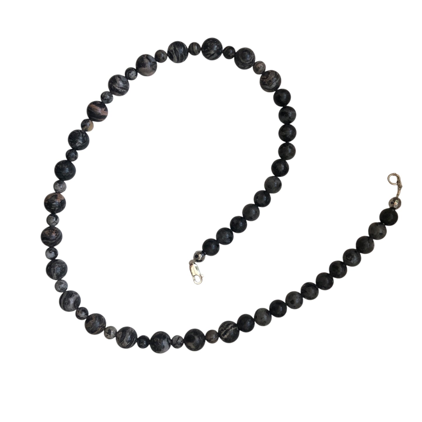 Landscape Jasper and Larvikite Labradorite Beaded Necklace