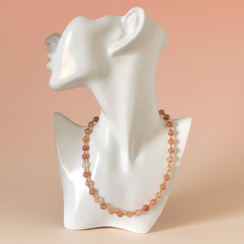 Crackle Quartz and Czech Crystal Beaded Necklace