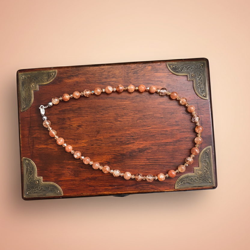 Crackle Quartz and Czech Crystal Beaded Necklace