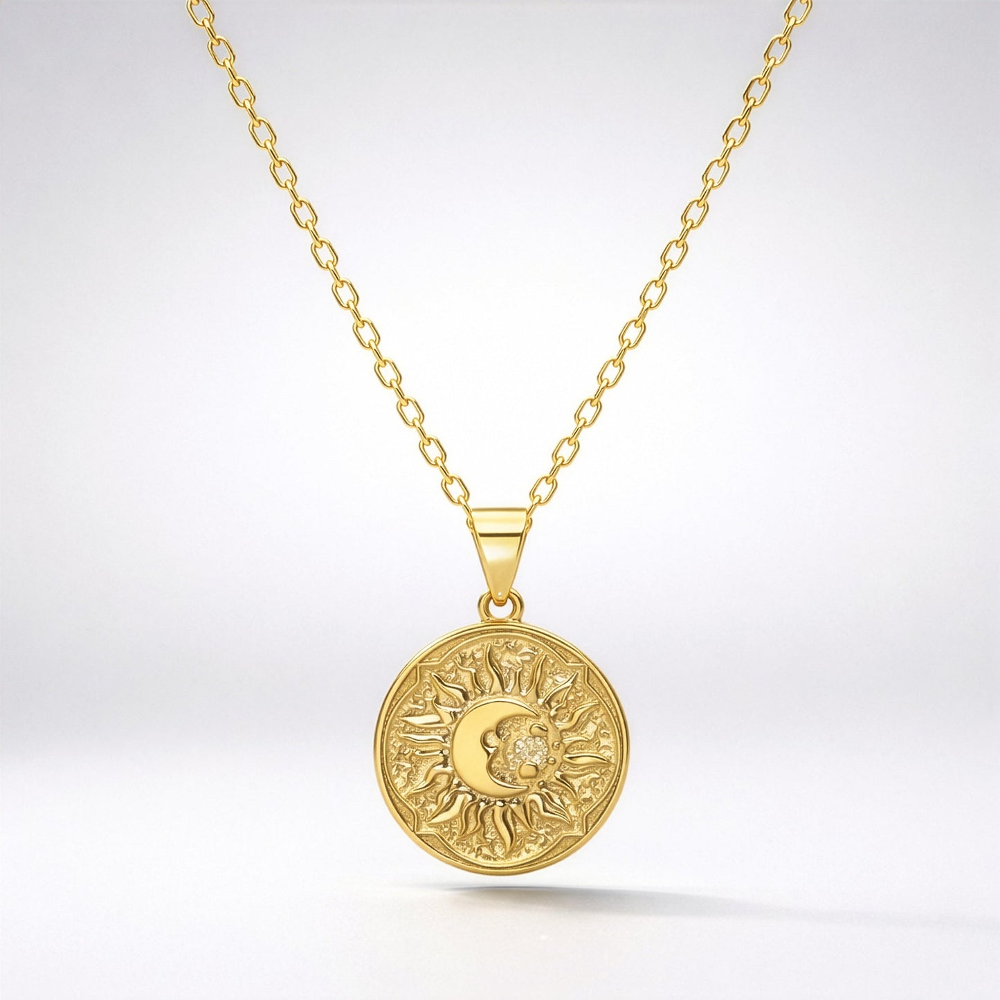 Alba Sun Coin Necklace | 18k Gold Plated