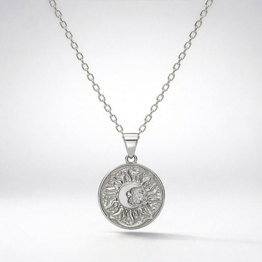 Alba Sun Coin Necklace | 925 Sterling Silver