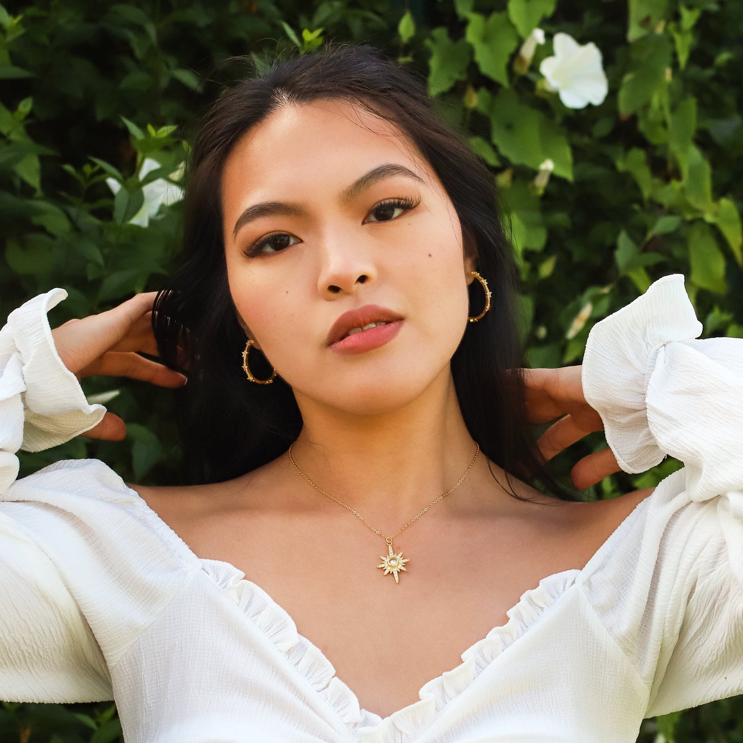 Aneira Star Hoop Earrings | 18K Gold Plated