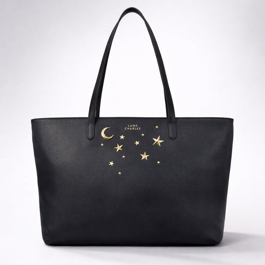 Anya Star Studded Tote Bag - Black & Gold