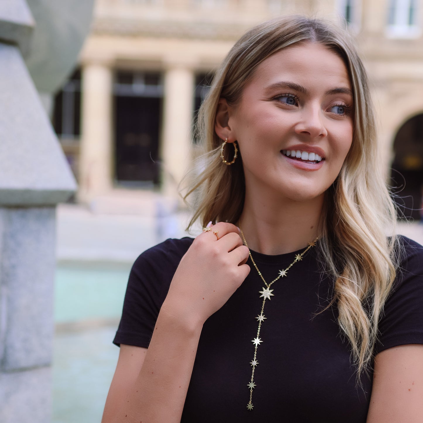 Aneira Star Hoop Earrings | 18K Gold Plated