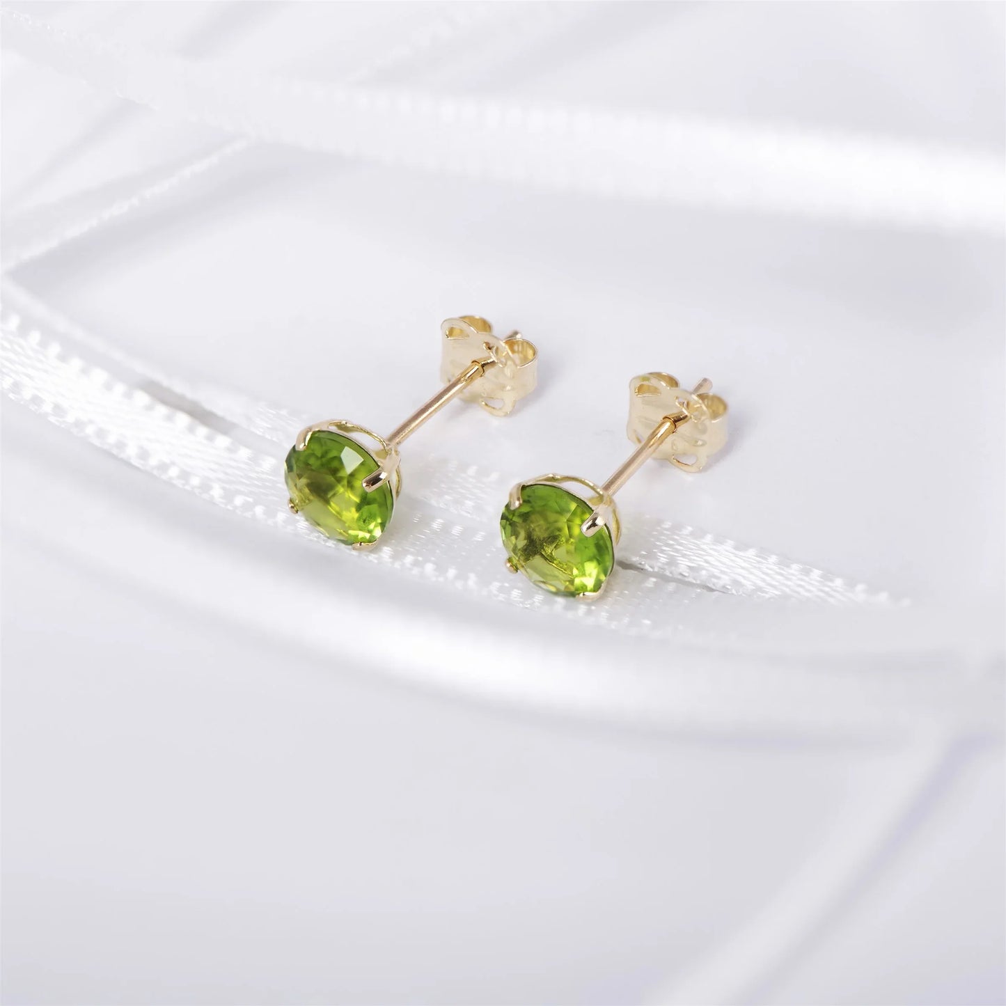 August Birthstone Peridot Stud Earrings