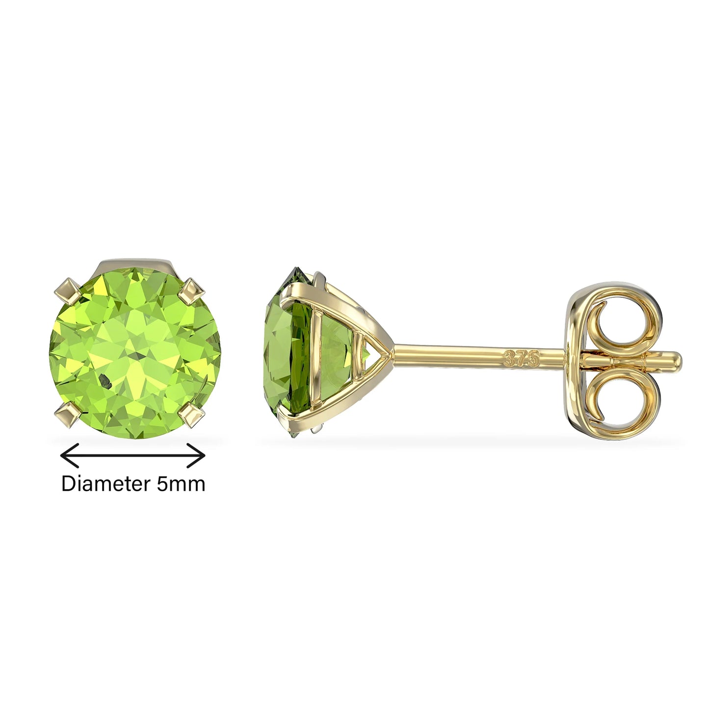 August Birthstone Peridot Stud Earrings
