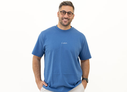 simple. t-shirt. mindful-blue.