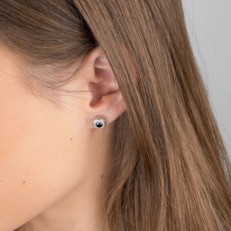 Black Onyx Halo Stud Earrings