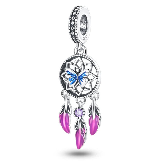 Blue Butterfly Dream Catcher Charm