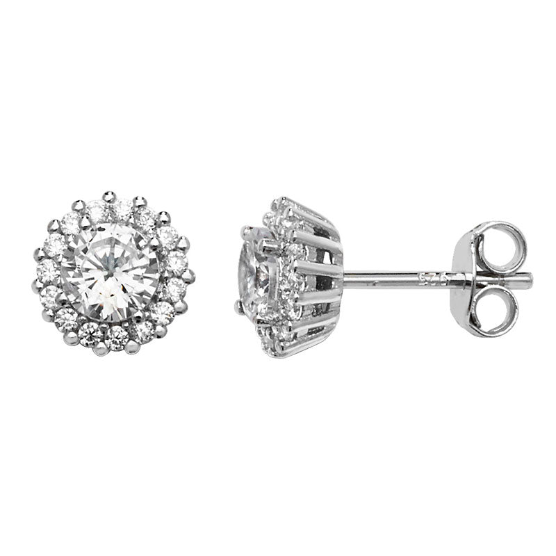 Classic Cubic Zirconia Halo Stud Earrings