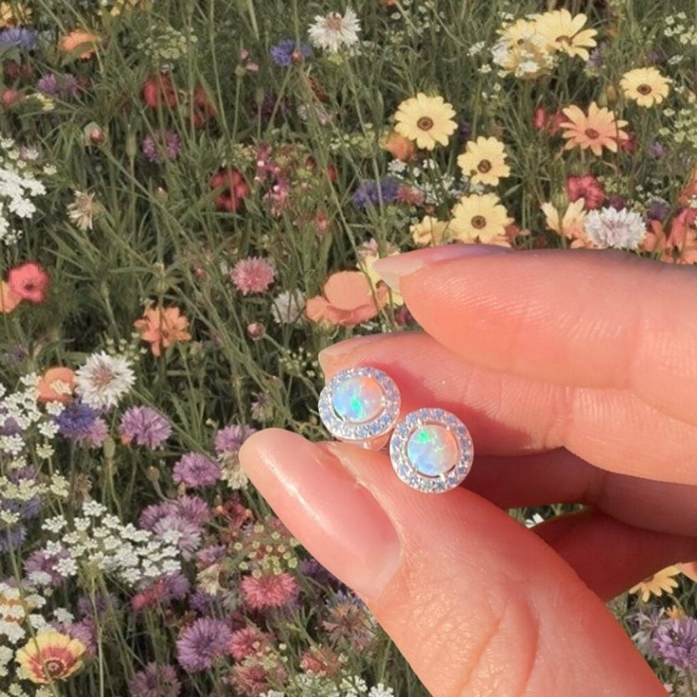 Classic Opal Halo Earrings