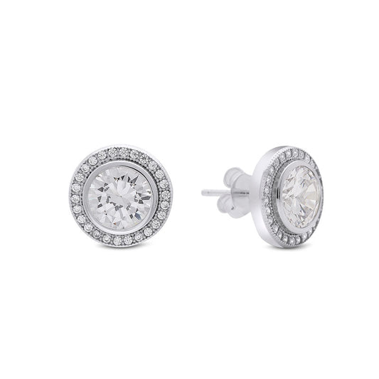Classic Round Halo Stud Earrings