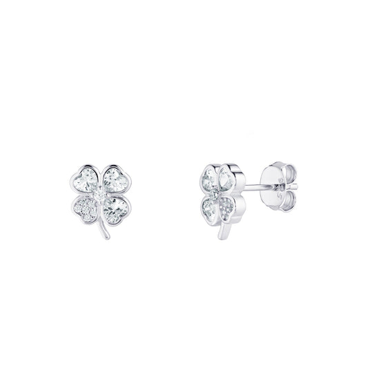 Clover Cubic Zirconia Stud Earrings