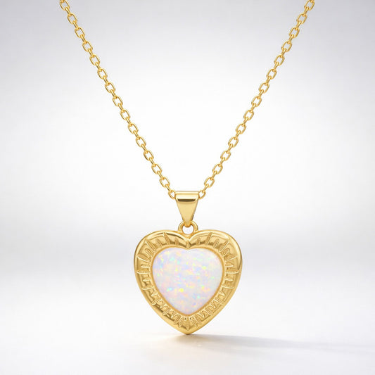 Cora Opal Heart Necklace | 18k Gold Plated