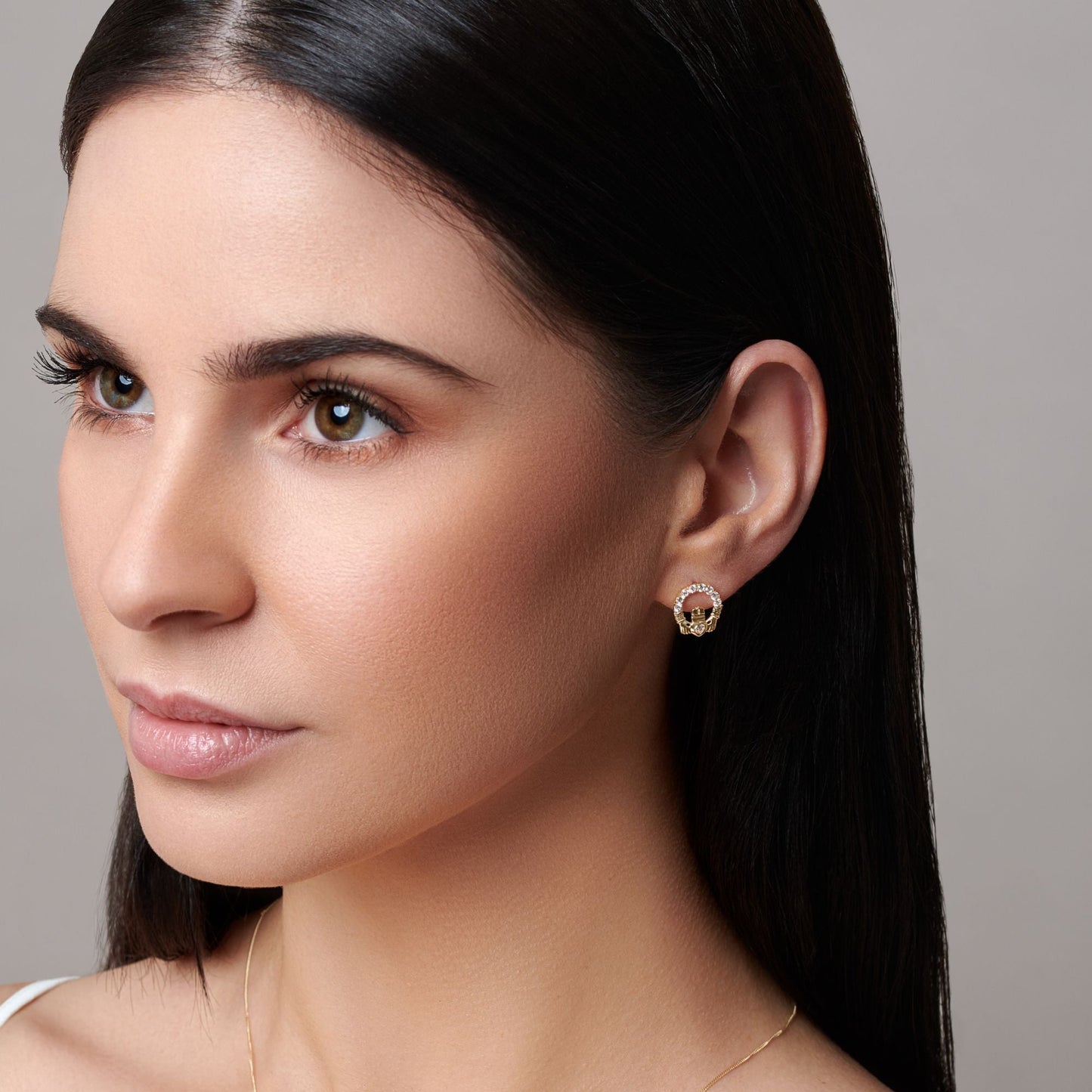Cubic Zirconia Claddagh Earrings
