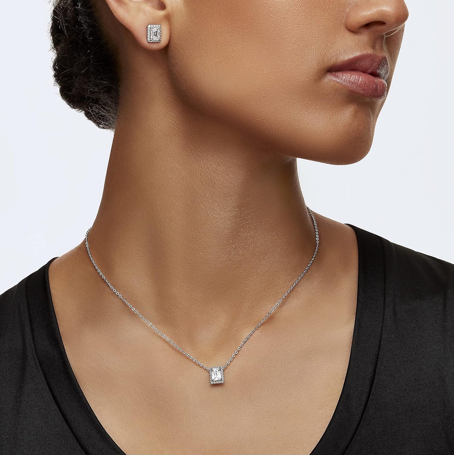 Cubic Zirconia Halo Drop Necklace