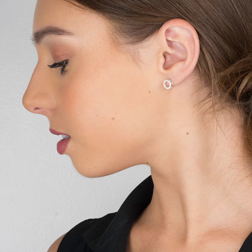 Cubic Zirconia Halo Stud Earrings