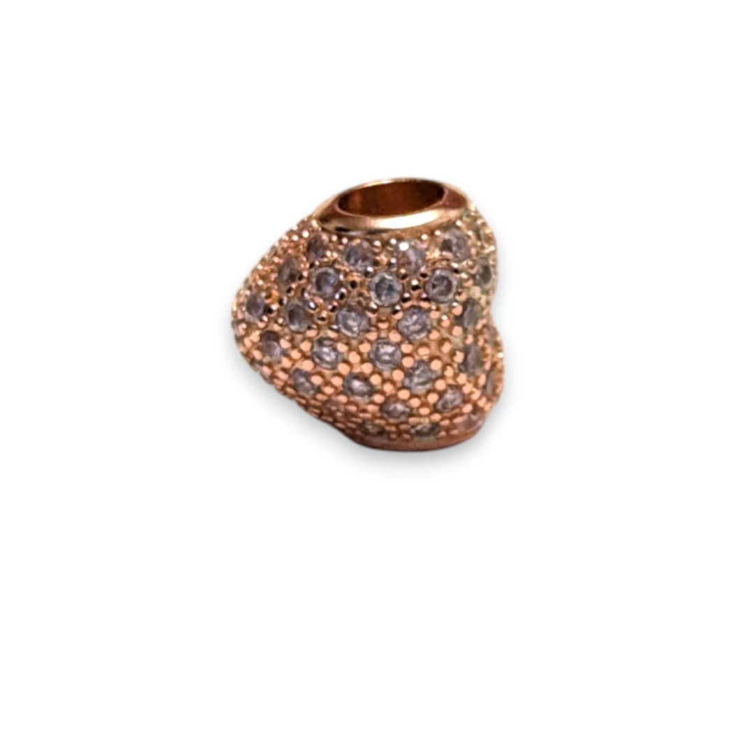 Cubic Zirconia Heart Bead Charm