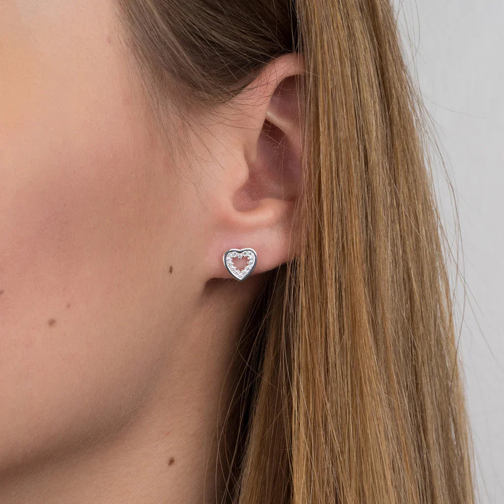 Cubic Zirconia Heart Outline Earrings