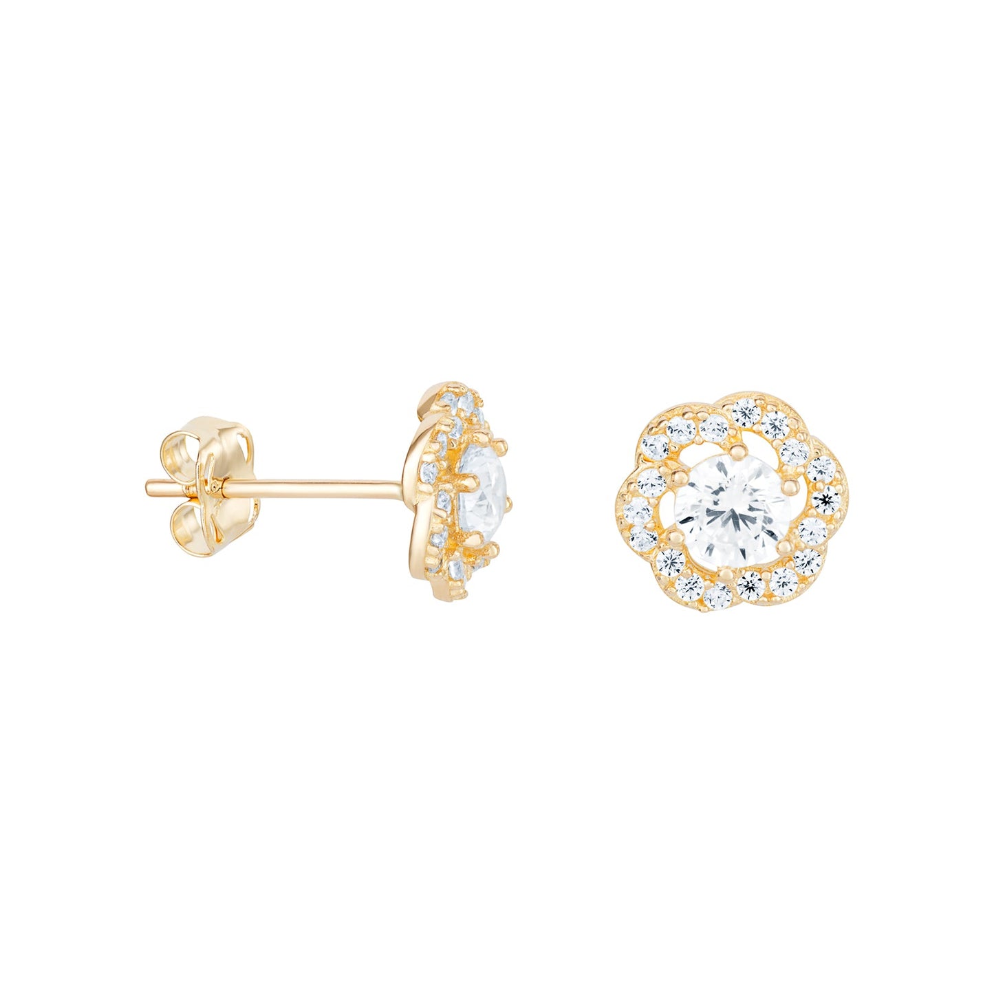 Cubic Zirconia Hexagon Stud Earrings