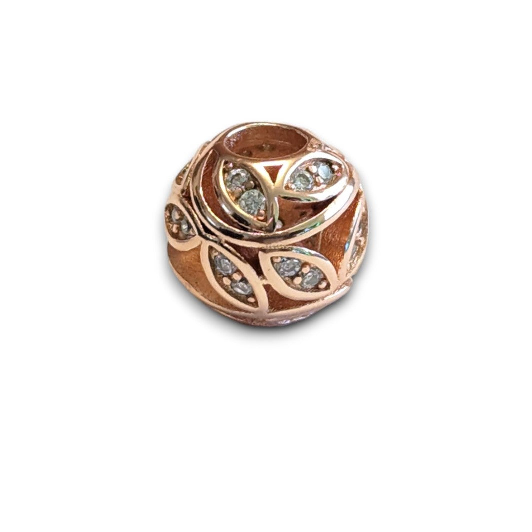 Cubic Zirconia Leaf Bead Charm
