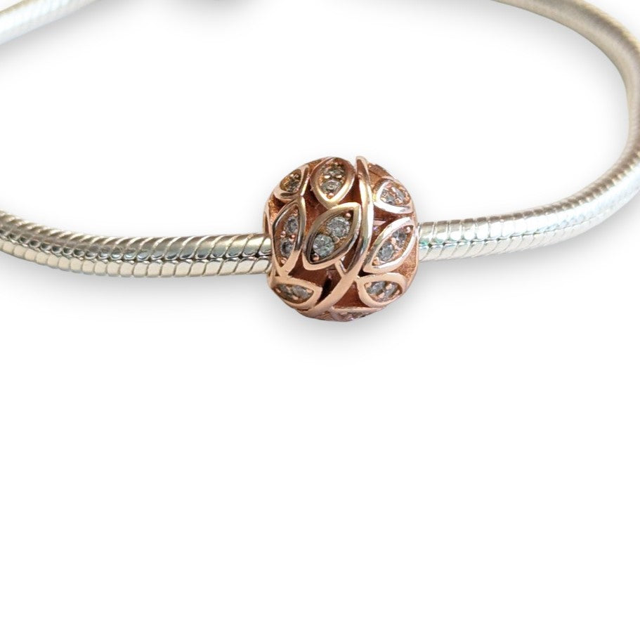 Cubic Zirconia Leaf Bead Charm