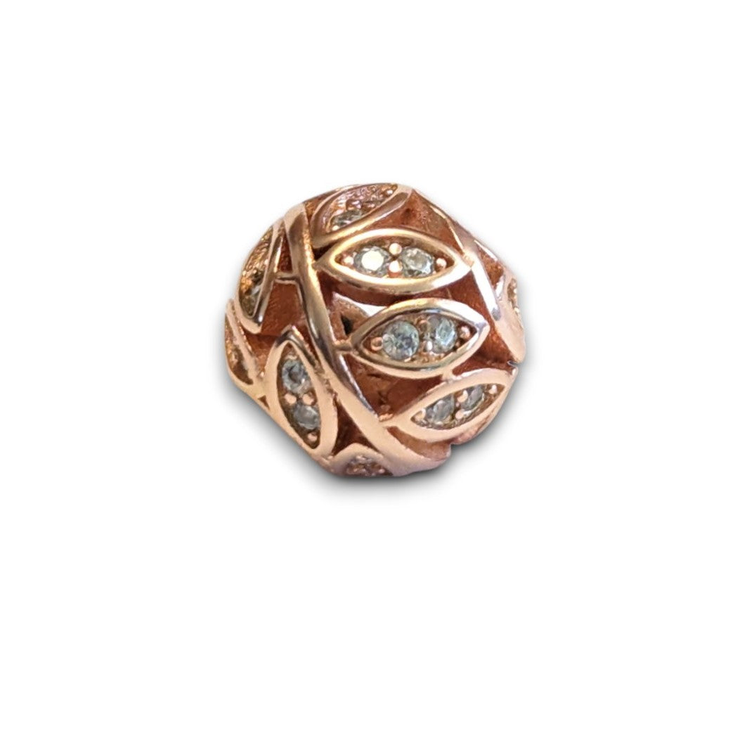 Cubic Zirconia Leaf Bead Charm